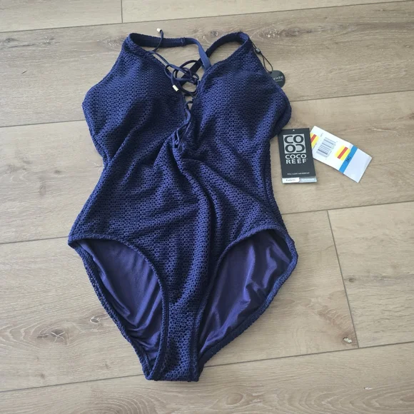 Coco Reef Swim Sultry Bra Sized Underwire One Piece Swimsuit Oceanside Textures - Picture 2 of 14